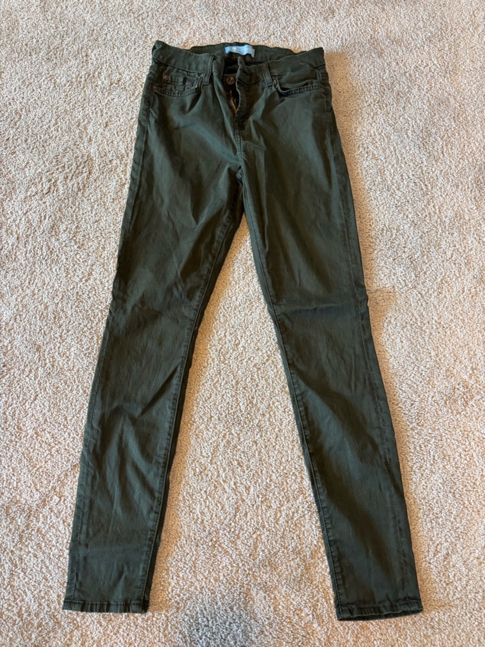 7 For All Mankind Olive Green Skinny Jeans